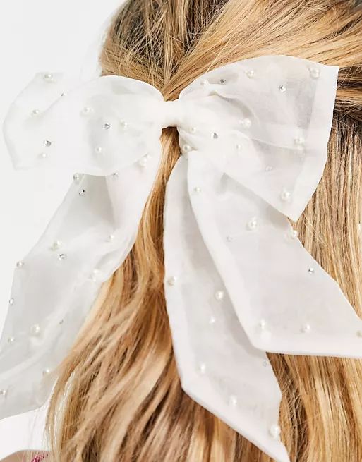 ASOS DESIGN hair bow in white with pearls  | ASOS | ASOS (Global)