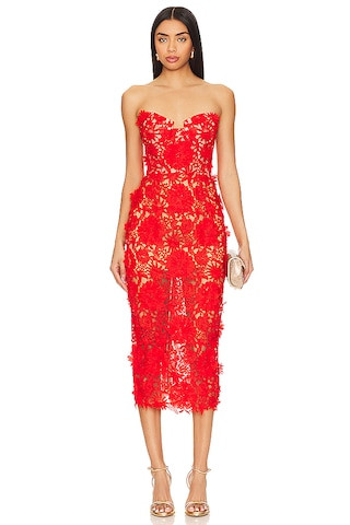 Bronx and Banco Jasmine Midi Dress in Red from Revolve.com | Revolve Clothing (Global)