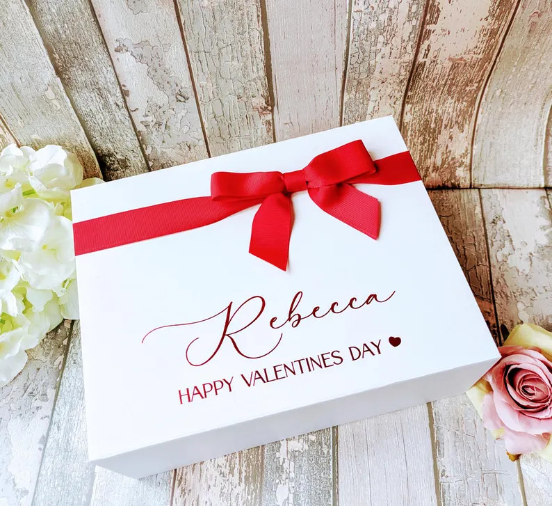 Personalized Valentine's Gift Box with Magnetic Closure and Ribbon Bow | Etsy (US)