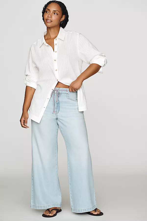 Pilcro Ellis High-Rise Pull-On Wide-Leg Jeans | Anthropologie (US)