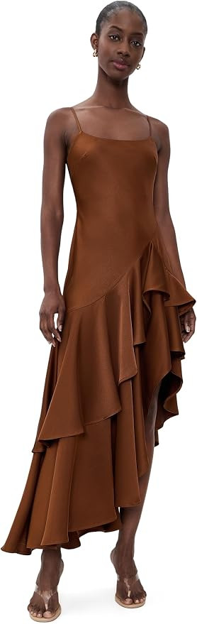 Susana Monaco Women's Satin Double Ruffle High Low Dress | Amazon (US)