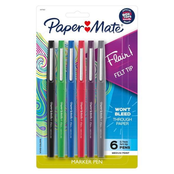 6pk Marker Pens Flair Medium Tip .7mm Multicolor - PaperMate | Target