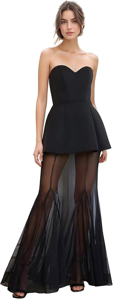 Sweetheart Prom Dresses 2025 Strapless Evening Gowns Chiffon Formal Dress for Women Wedding Guest... | Amazon (US)