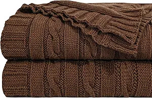 NTBAY 100% Pure Cotton Oversize (60x80) Cable Knit Throw Blanket, Super Soft Warm Knitted Throw B... | Amazon (US)