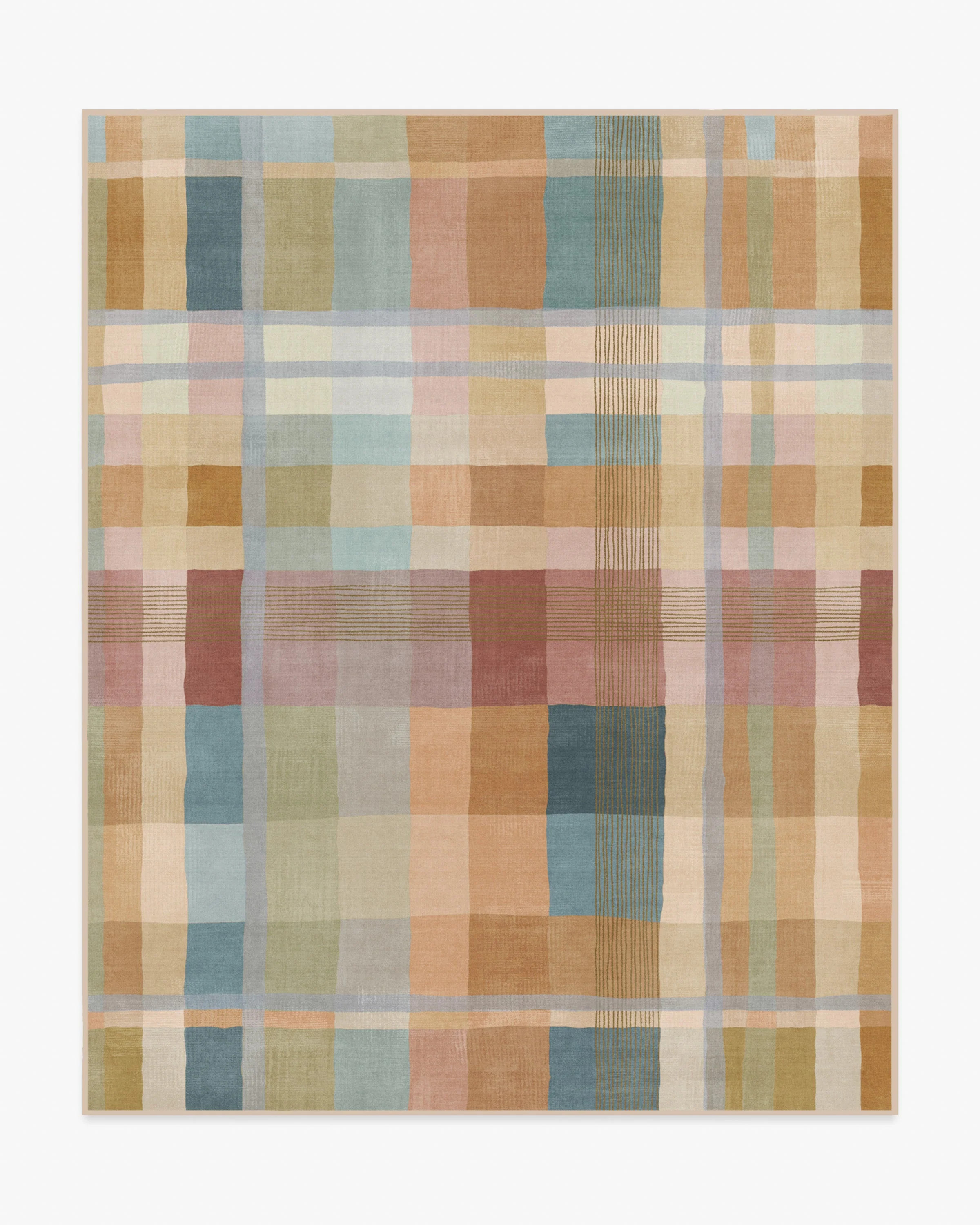 Margot Plaid Ochre Multicolor Flatwoven Rug | Ruggable