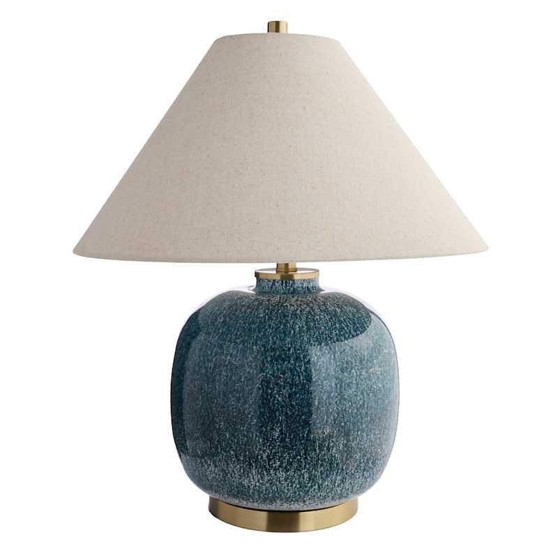 Blue Multi Enamel Medium Lamp with Empire Shade, 23.5" | At Home