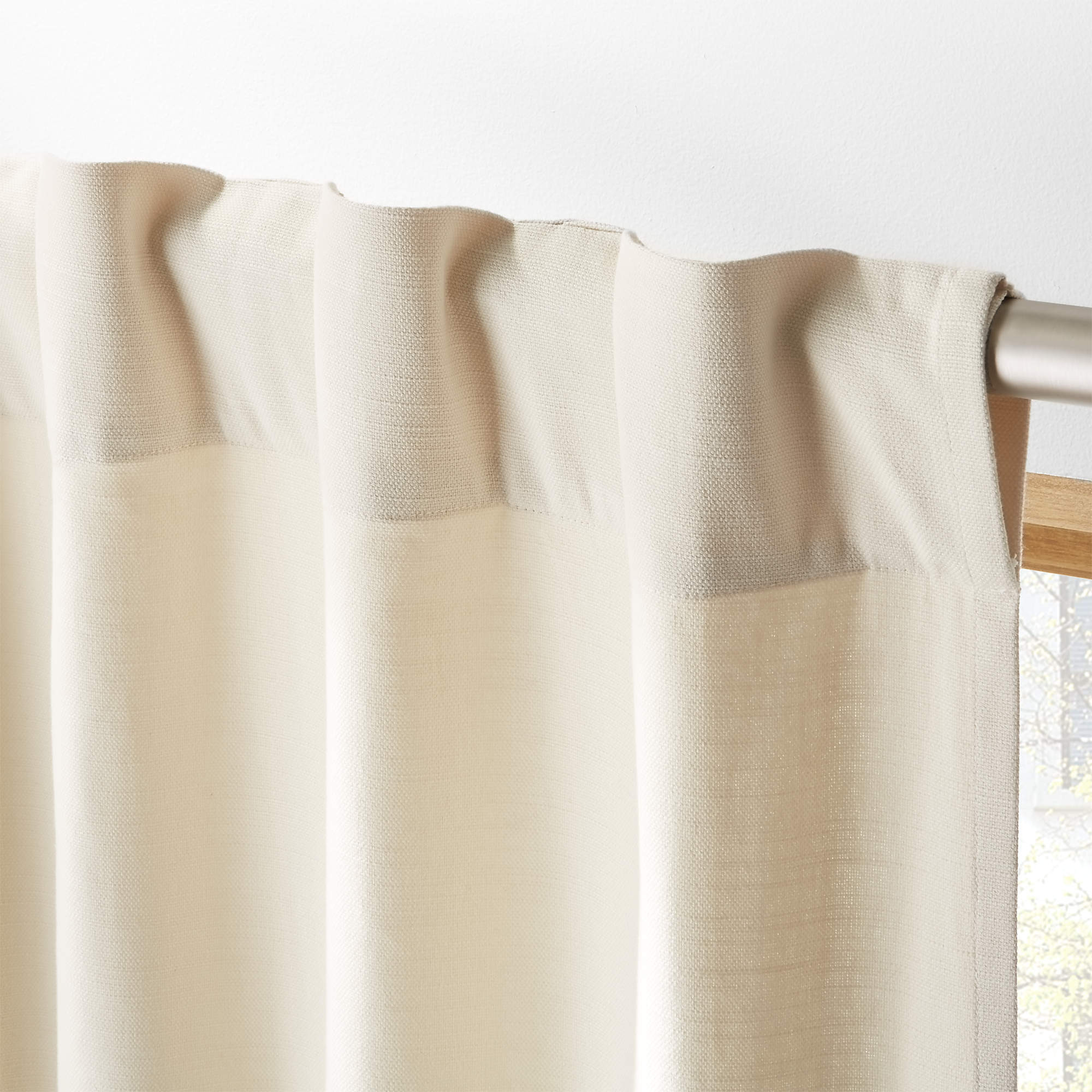 Basketweave Natural Tan Cotton Window Curtain Panel 48"x84" + Reviews | CB2 | CB2