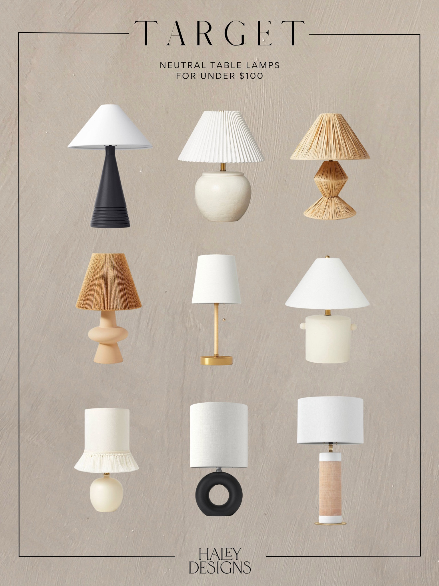 some of my favorite lamps from Target that are well under $100! 

table lamps
neutral decor
home decor
interior design
target
target home
target style
lighting

#LTKunder100 #LTKhome #LTKFind