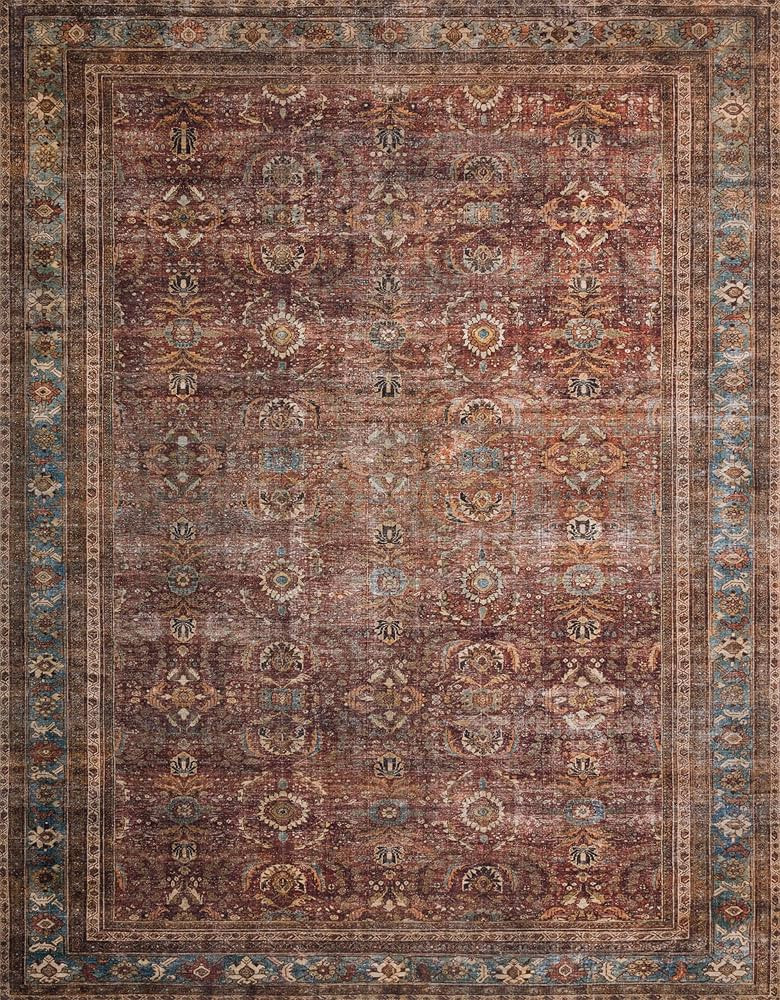 Loloi Layla 9'-0" x 12'-0" Area Rug in Brick/Blue - Thick Area Rug, Soft Area Rug with, Vintage I... | Amazon (US)