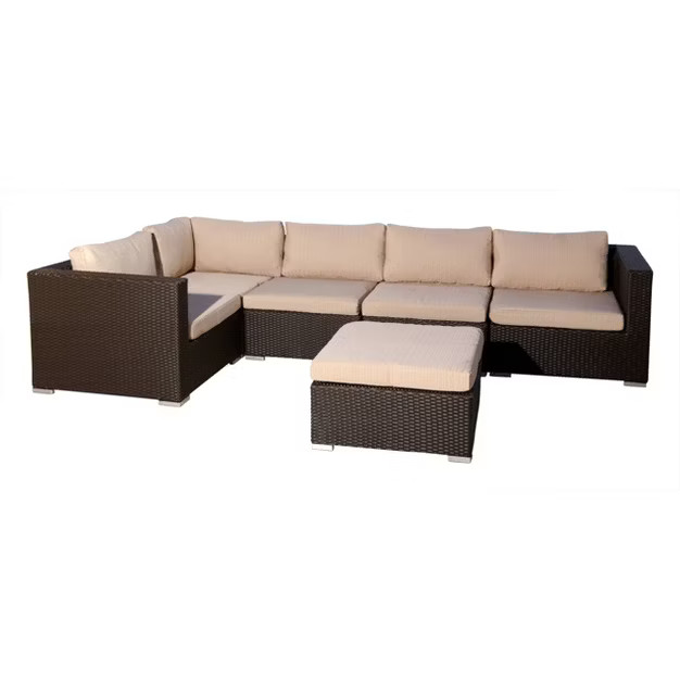 Bahia Outdoor Wicker 6pc Patio Sectional Sofa - Brown - Abbyson Living | Target