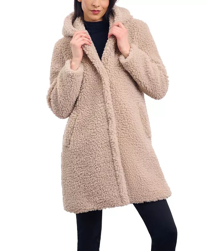 BCBGeneration Women's Hooded Button-Front Teddy Coat - Macy's | Macy's