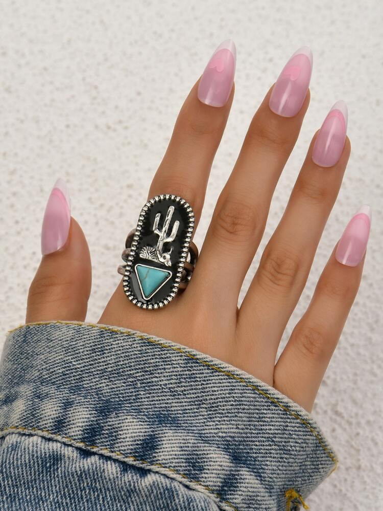 Cactus & Triangle Decor Ring | SHEIN