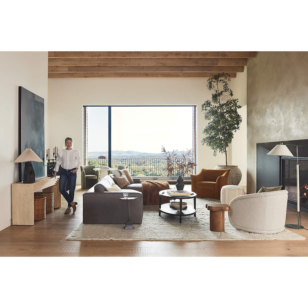 Winslow Oak Wood Side Table by Jake Arnold + Reviews | Crate & Barrel | Crate & Barrel