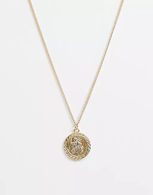 ASOS DESIGN necklace with coin pendant in gold tone | ASOS | ASOS (Global)