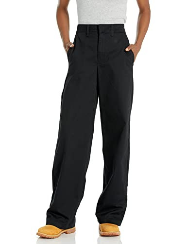 Dickies Women's High Rise Wide Leg Twill Pants, Rinsed Black, 36 | Amazon (US)