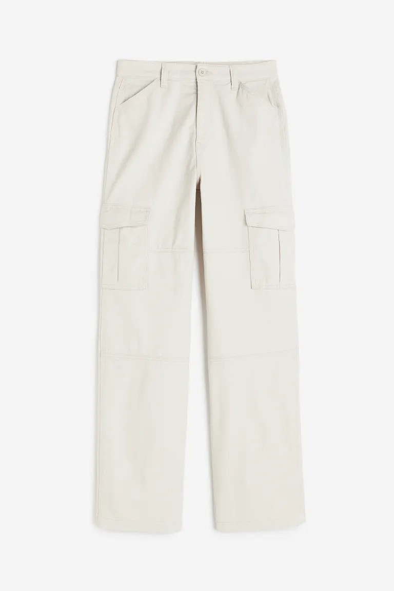Twill Cargo Pants - Light beige - Ladies | H&M US | H&M (US + CA)