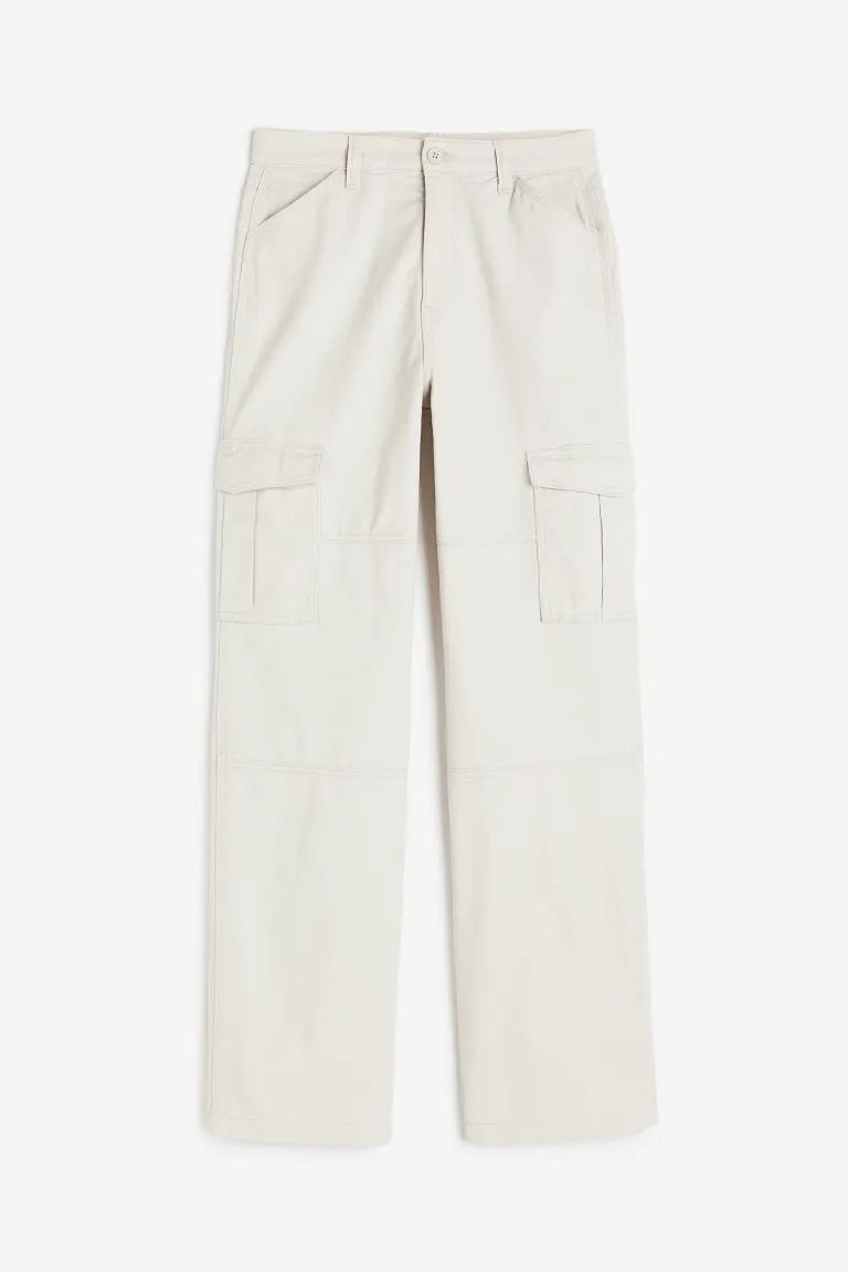 Twill Cargo Pants - Light beige - Ladies | H&M US | H&M (US + CA)