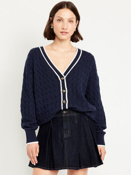 Slouchy Cable-Knit Cardigan Sweater | Old Navy (US)