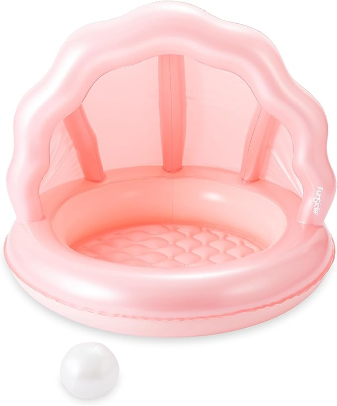 Funsicle Cutie Clam Cove Shaded Inflatable Kids Splash Pool – Pearlized UV-Protected Shade Cano... | Amazon (US)