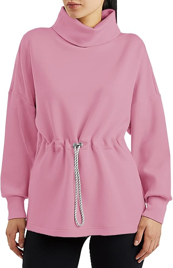 Doshoop Women's Turtleneck Sweatshirts Long Sleeve Pullover Tops Side Slit Tunic Shirts with Draw... | Amazon (US)