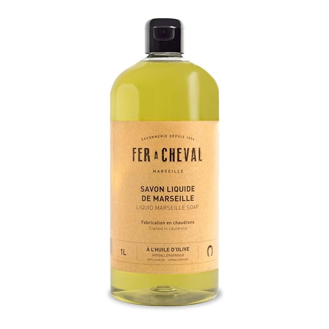 Fer à Cheval Savon De Marseille Liquid Soap, Organic Olive Oil Soap, 1 L / 33.81 fl oz | Amazon (US)