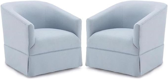 Home Square Polyester Fabric Swivel Accent Chair in Sky Blue - Set of 2 | Amazon (US)