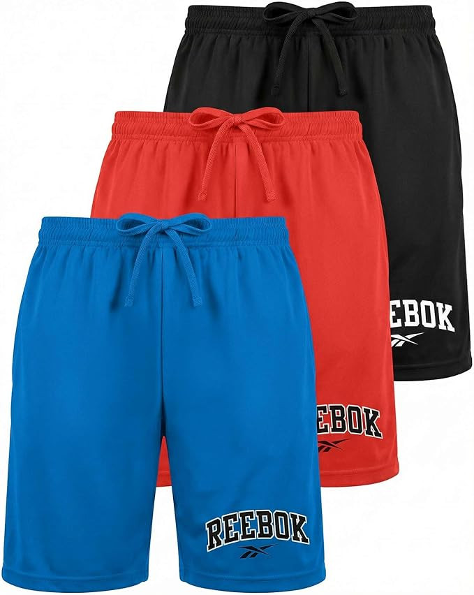 Reebok 3 Pack: Boys’ Dry Fit Athletic Shorts – Lightweight Running Basketball Soccer Sports S... | Amazon (US)
