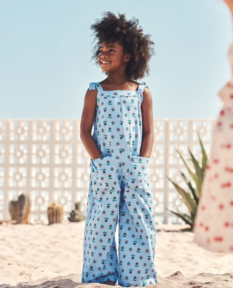 Sleeveless Poplin Wide Leg Romper | Hanna Andersson