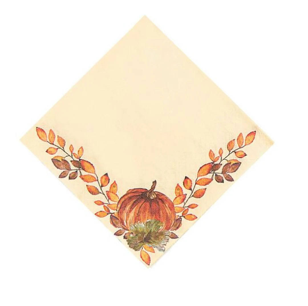 Fall Beverage Napkins Thanksgiving Napkins Pumpkin Napkins - Etsy | Etsy (US)
