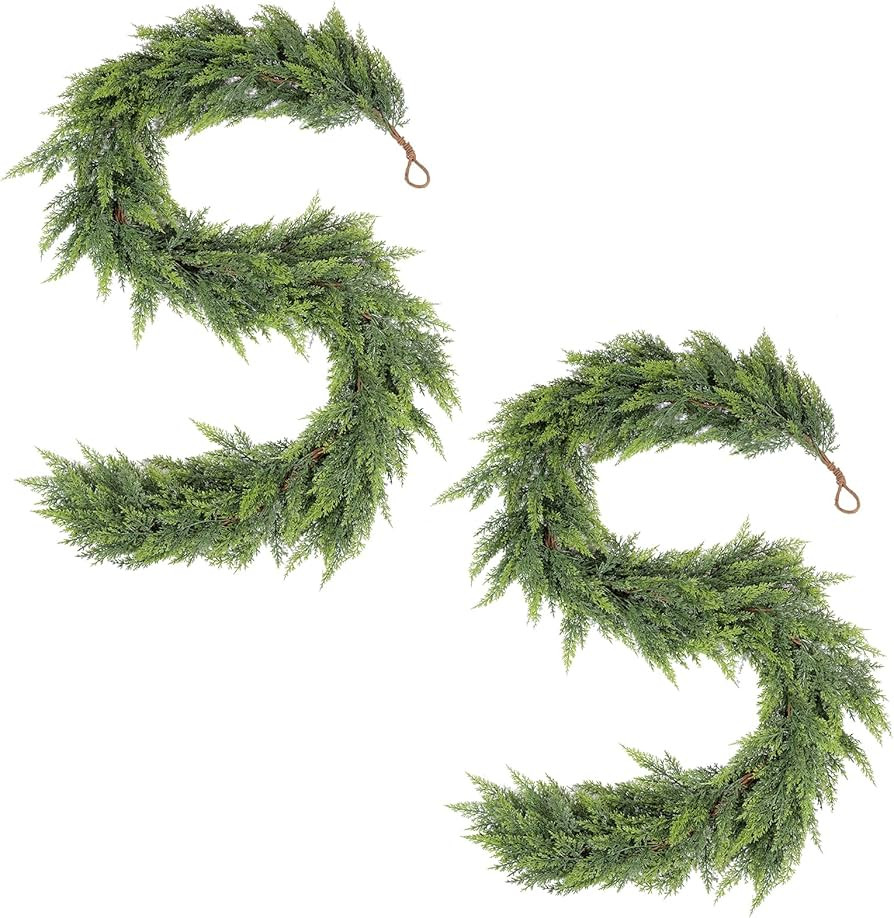 WBHome 2PCS Real Touch Juniper Garland for Christmas Holiday Seasonal Outdoor/Indoor Home Decor, ... | Amazon (US)
