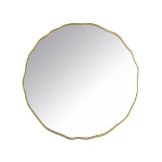 Elise 24 in. W x 24 in. H Gold Wavy Rounded Metal Framed Accent Mirror | The Home Depot