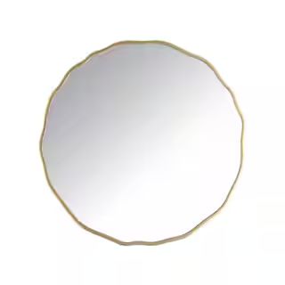 Elise 24 in. W x 24 in. H Gold Wavy Rounded Metal Framed Accent Mirror | The Home Depot