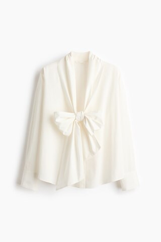 H & M - Tie-Front Poplin Shirt - White | H&M (US + CA)