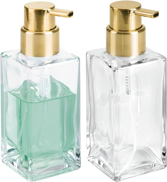 mDesign Glass Refillable Foaming Hand Soap Dispenser Modern Square Pump Bottle for Bathroom Vanit... | Amazon (US)