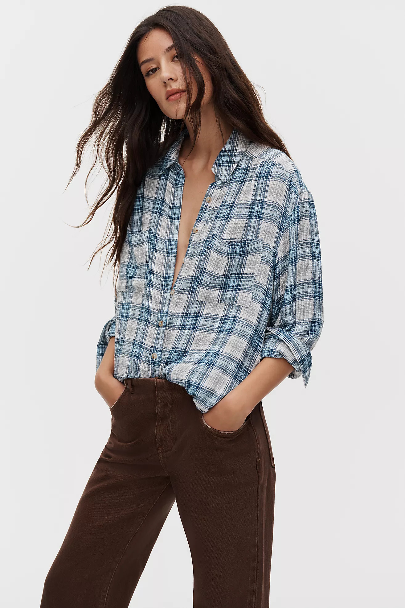 Pilcro Hadley Relaxed Plaid Buttondown Shirt | Anthropologie (US)
