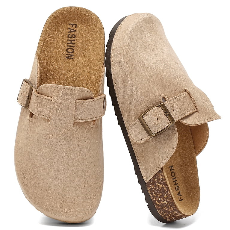 Lezzglt Kids Suede Clogs with Cork Footbed,Boys Girls Sandals, Adjustable Buckle Slip-On Slippers... | Walmart (US)