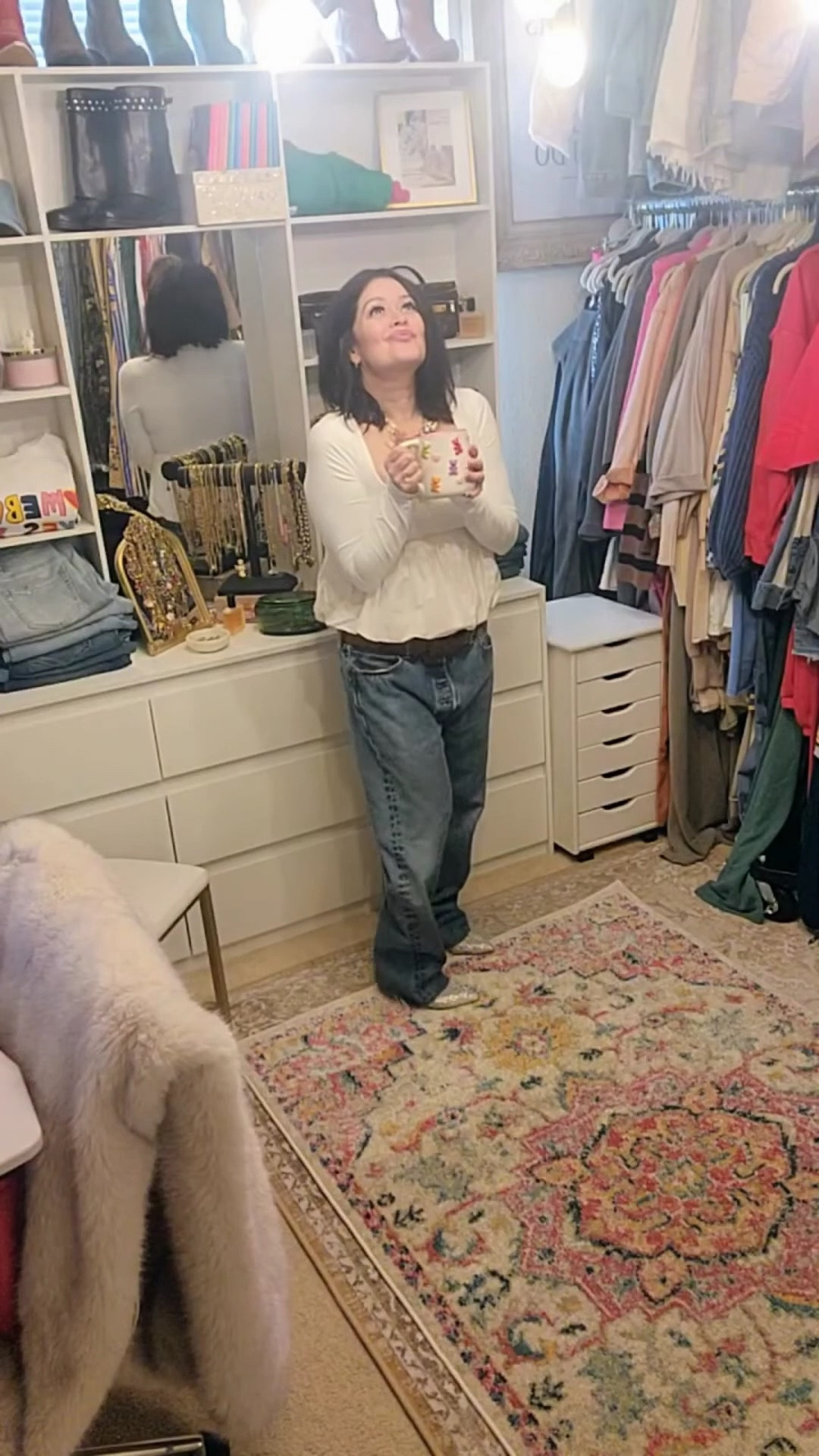 Wardrobe makeover full reveal coming on Sunday.

This dresser is perfect with 9 drawers & shelves & a perfect size mirror. Easy to put together.

#wardroberoom
#homeoffice
#closet
#organization


#LTKSaleAlert #LTKHome #LTKStyleTip