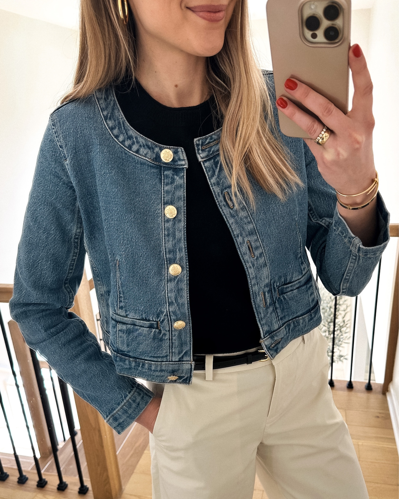 Fashion Jackson wearing denim lady jacket (size 4) #jcrew #fashionjackson #soringoutfits 

#LTKunder100 #LTKstyletip #LTKsalealert