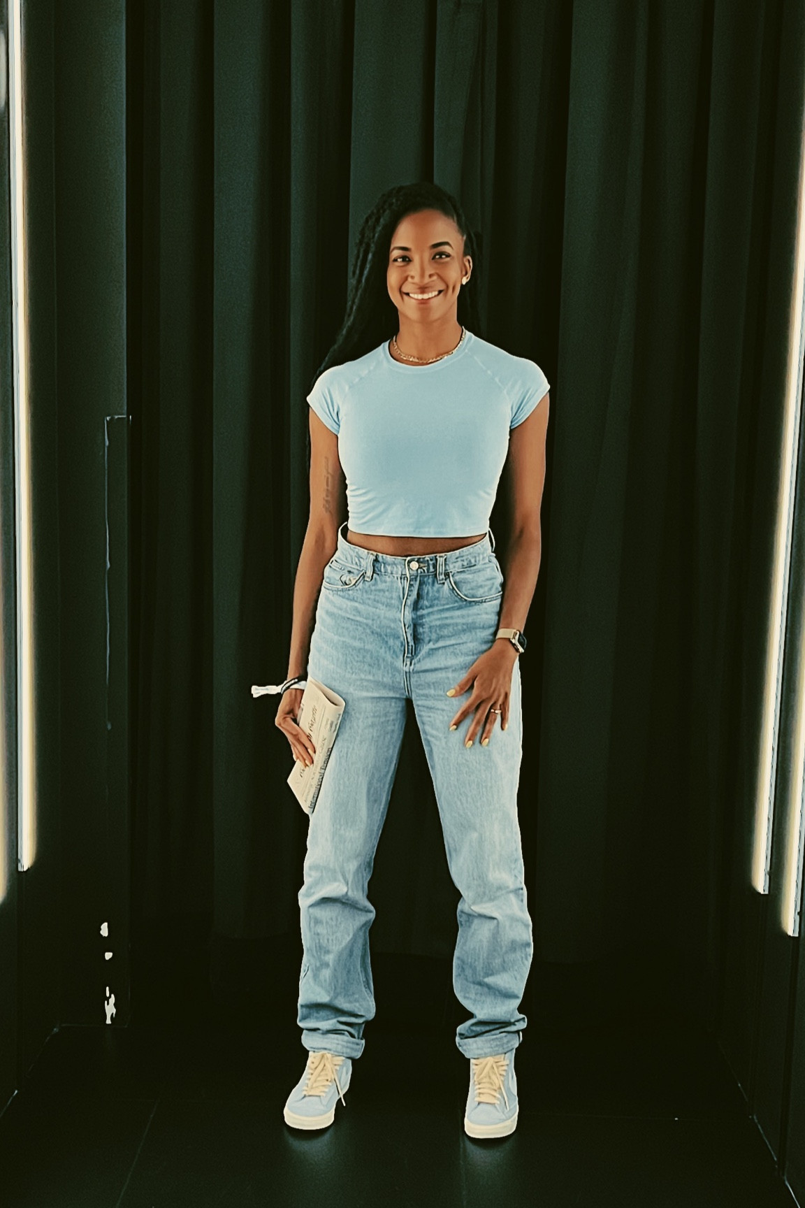 Casual outfit with SKIMS crop top and ASOS high rise mom jeans and Nike Blazers  

#LTKstyletip #LTKshoecrush #LTKunder100