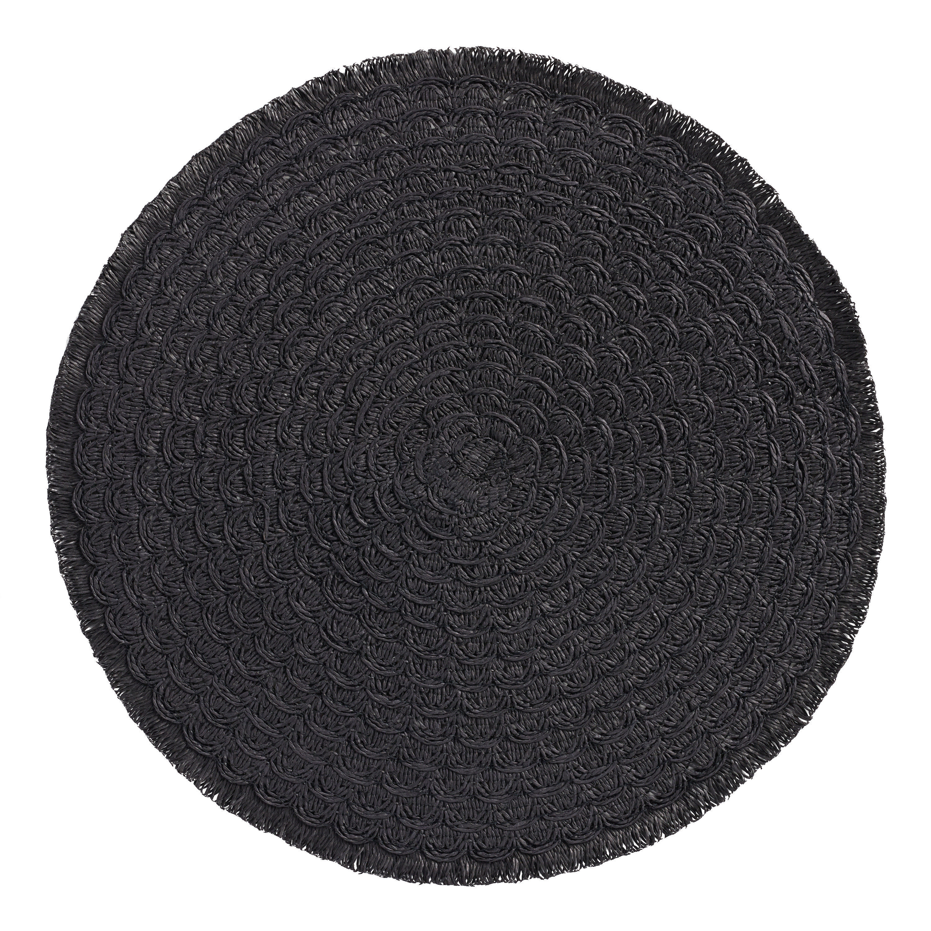 Round Black Braided Placemat With Fringe Set Of 4 | World Market