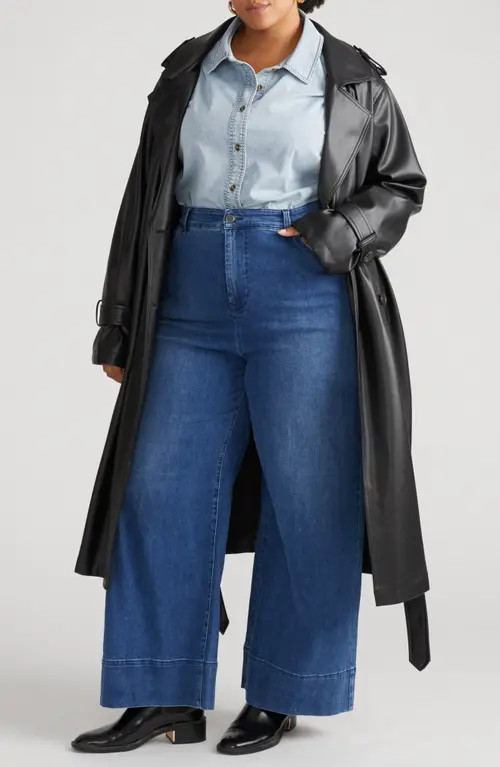 Universal Standard Water Resistant Faux Leather Trench Coat in Black at Nordstrom, Size 3Xl | Nordstrom