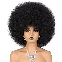 70s Afro Wigs for Black Women Glueless Wear and Go Wig Curly Afro Puff Heat Resistant Synthetic W... | Amazon (US)