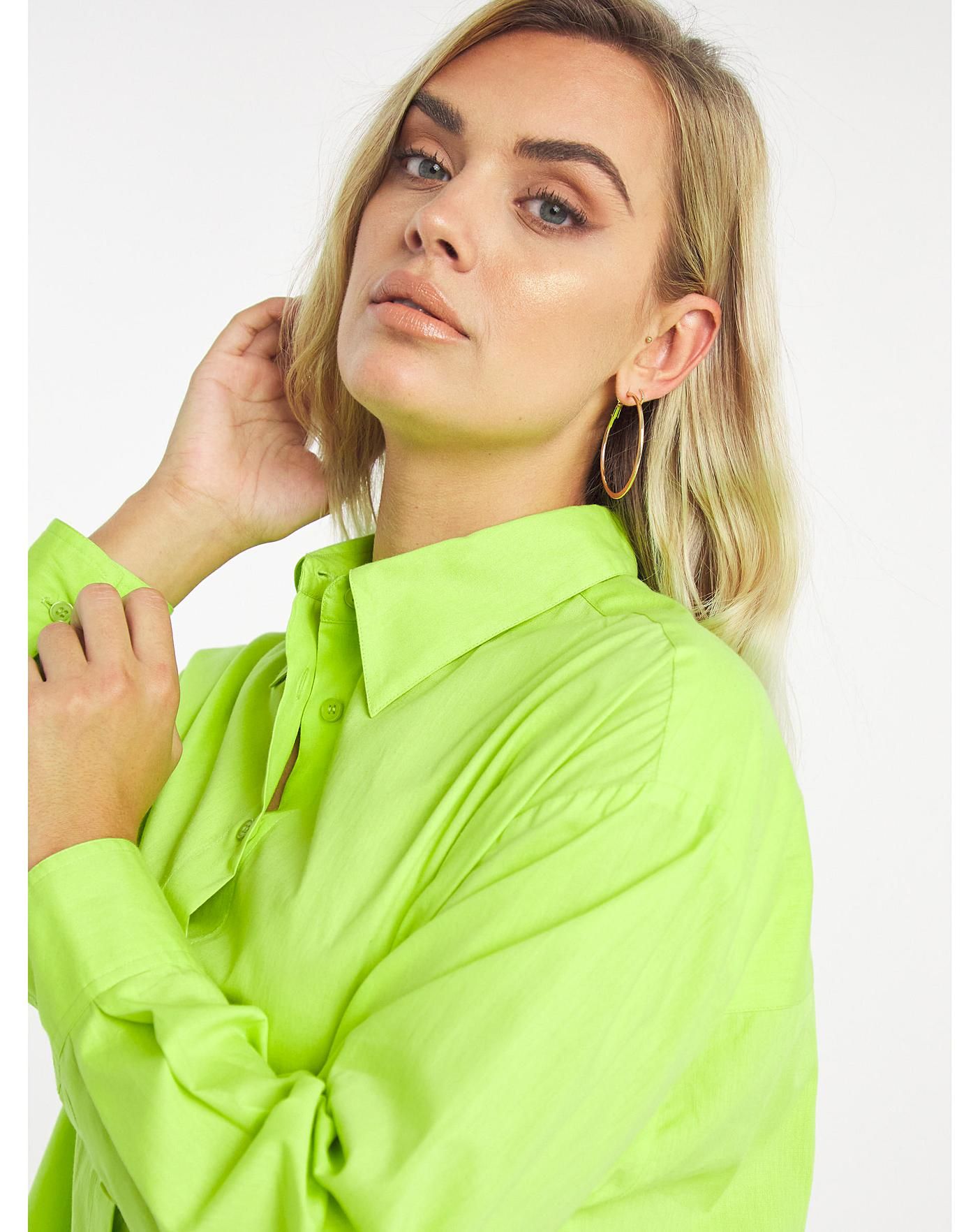 Lime Cotton Poplin Oversized Boyfriend Shirt | Simply Be (UK)