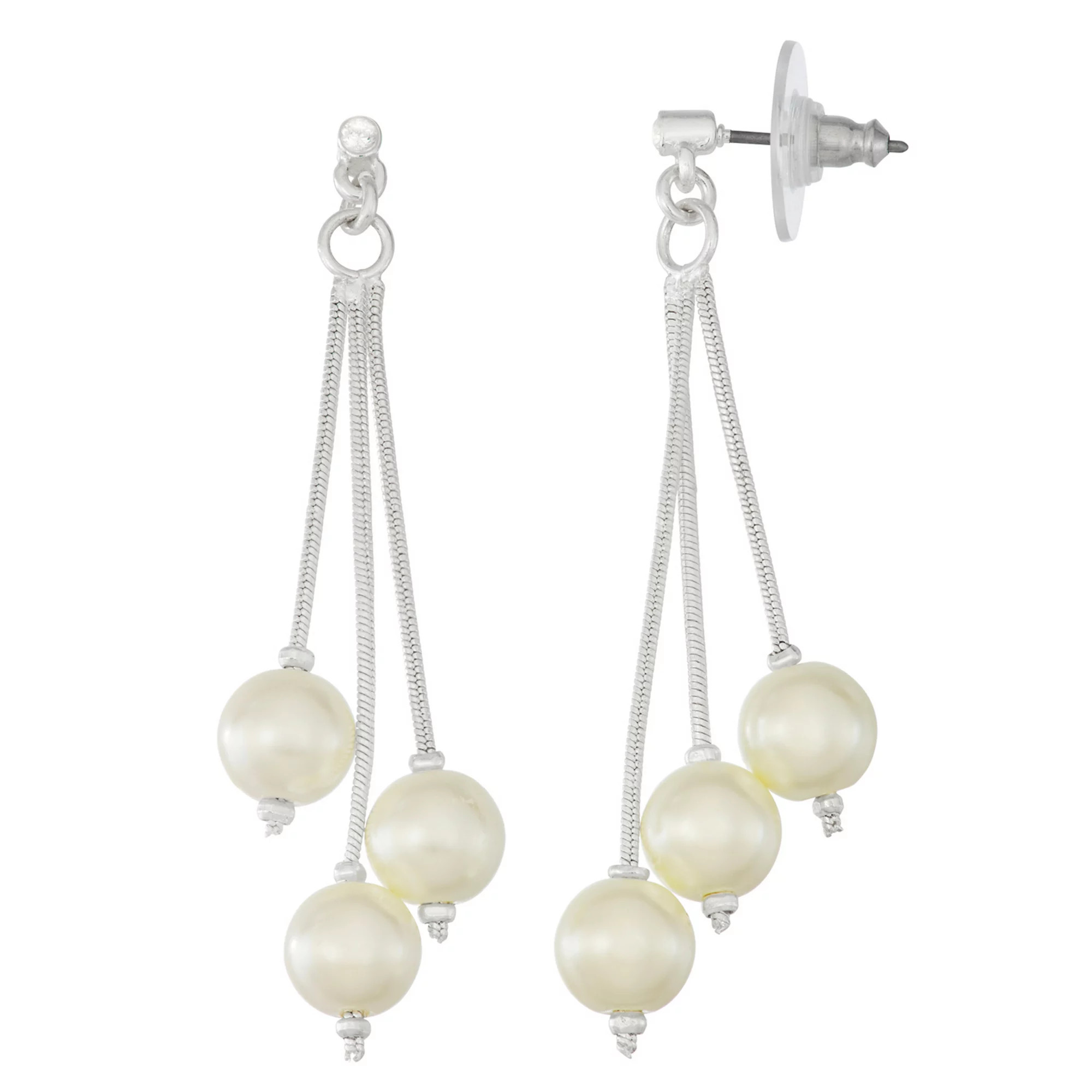 Napier Silver Tone Simulated Pearl Multi Strand Drop Earrings | Kohl's
