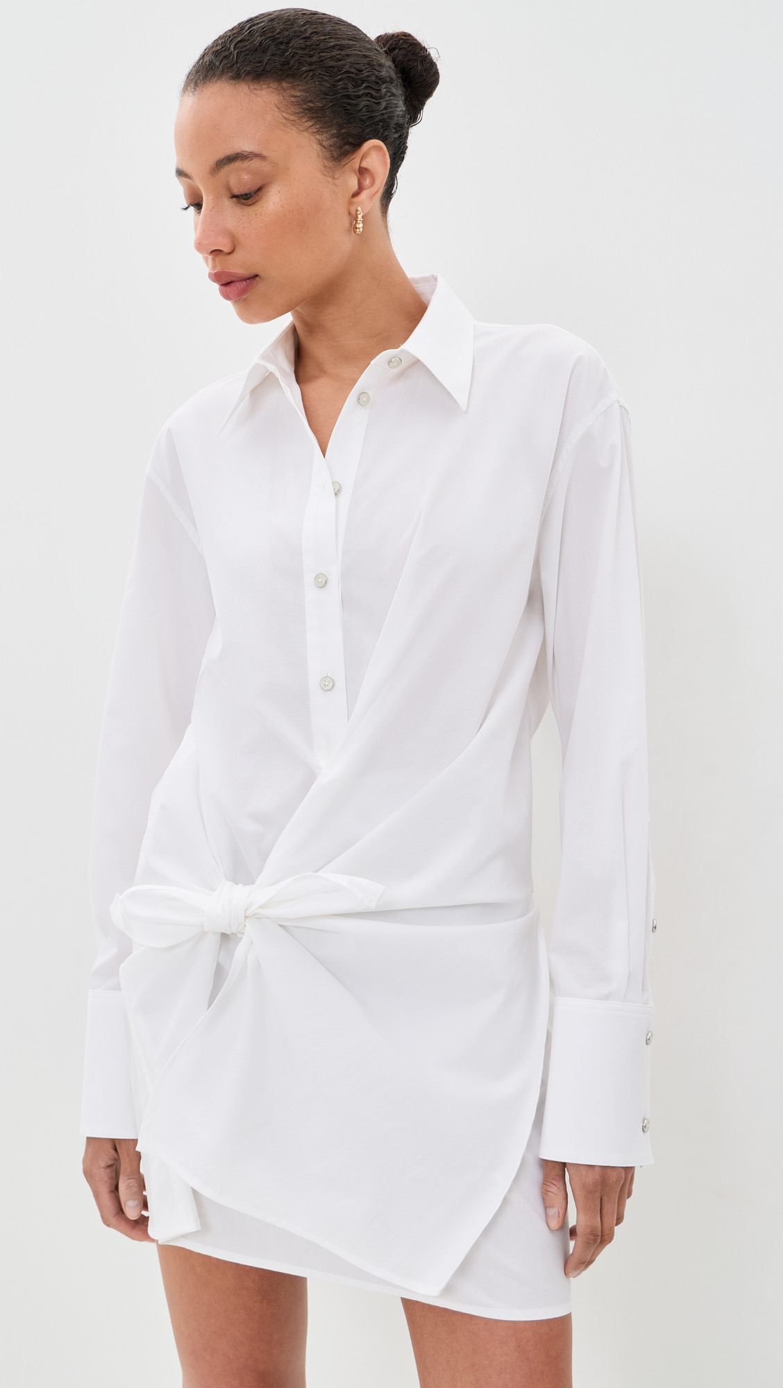 Helmut Lang Knot Shirt Dress White XS | Shopbop