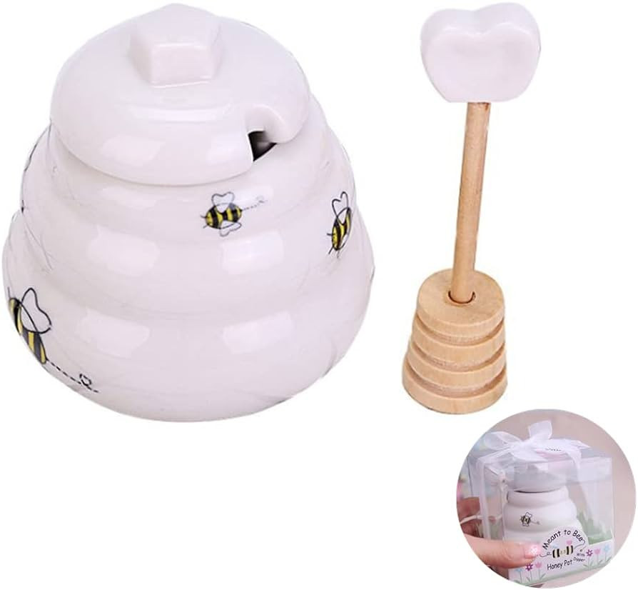 Mini Ceramic Beehive Honey Pot with Wooden Dipper, Cute Little Ceramic Honey Pots are Perfect for... | Amazon (US)