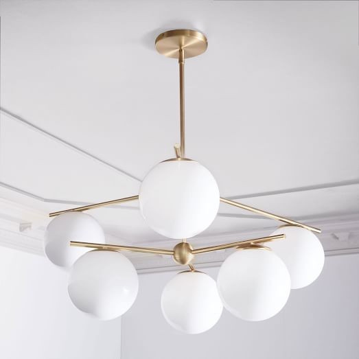 Sphere + Stem 6-Light Chandelier - Brass | West Elm (US)