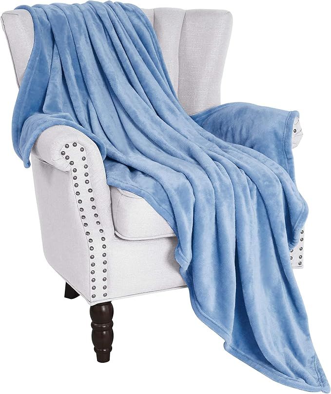 Exclusivo Mezcla Large Flannel Fleece Velvet Plush Throw Blanket – 50" x 70" (Blue) | Amazon (US)