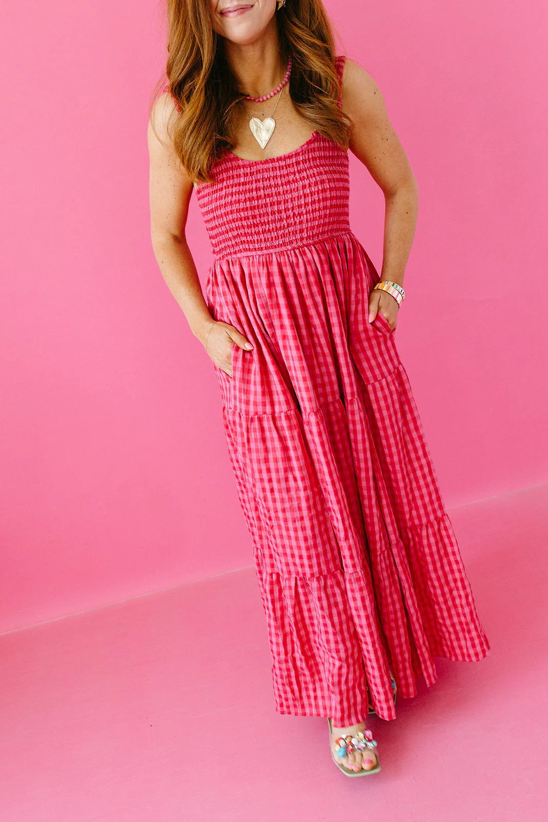 Ivy Smocked Gingham Midi DressOnly 4 left | Shop.app
