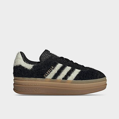 adidas Women's Originals Gazelle Bold Casual Shoes in Core Black/Cream White/Gold Metallic Size: 11.0 | Finish Line (US)